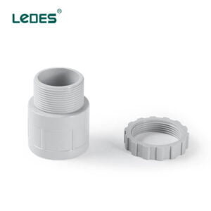 Ledes Adaptateur PVC avec Contre-Écrou Accessoires Électriques Gris