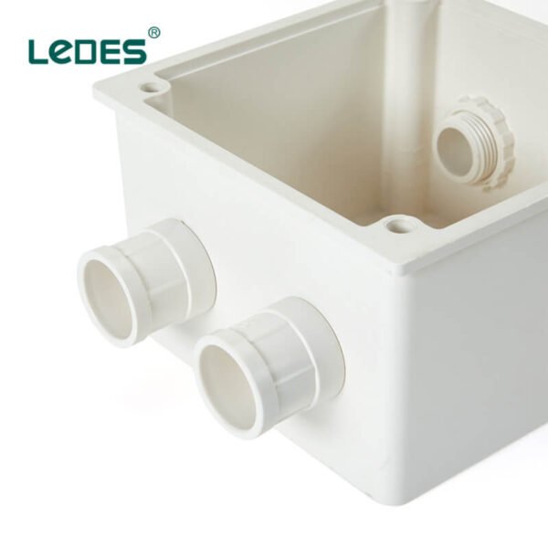 Fabricante de accesorios para tuberías eléctricas blancas con caja adaptable de plástico Ledes, fábrica, proveedor y distribuidor mayorista