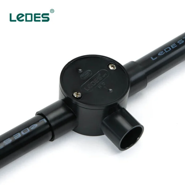 Ledes Lszh Plastic Junction Box Black Color Customized Round Electrical Box Factory Price Brand Manufacturer