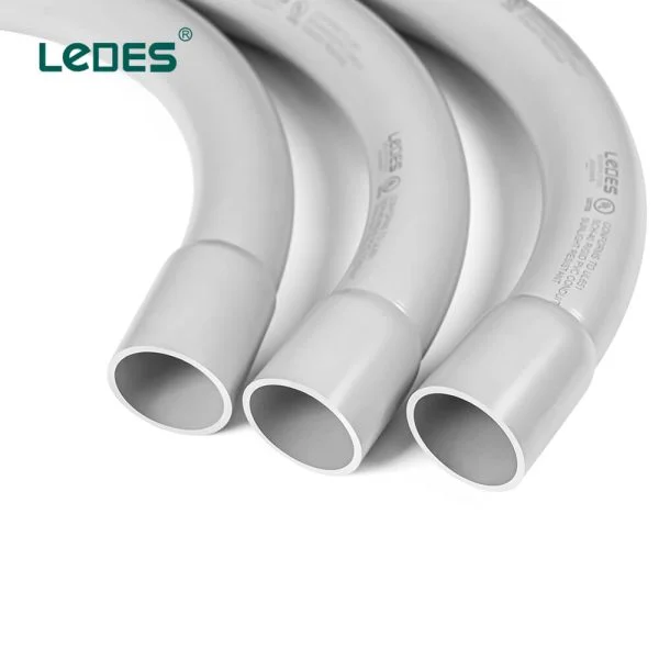 Ledes UL 인증 전기 도관 굽힘 90도 Sch 40 PVC 파이프 엘보 피팅 커넥터 브랜드 공장 제조업체 도매업체
