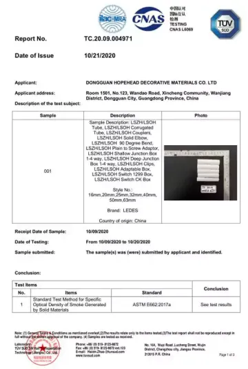 Ledes - Certificaciones ASTM E662-EN